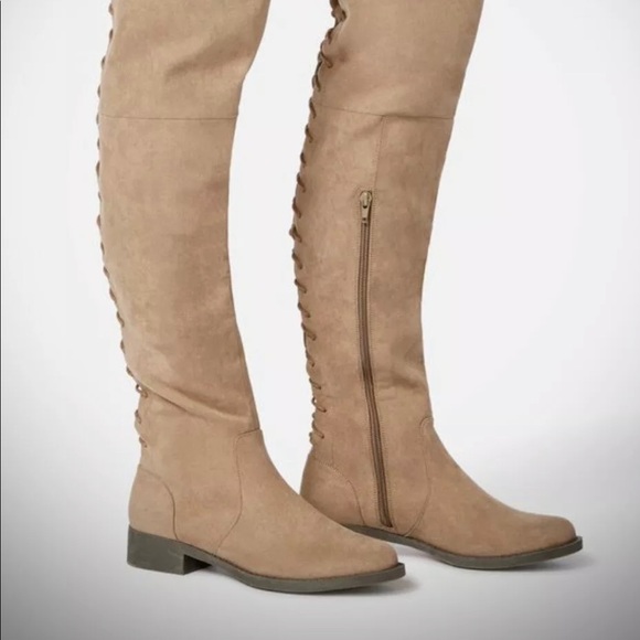 arnella corset back thigh high boot